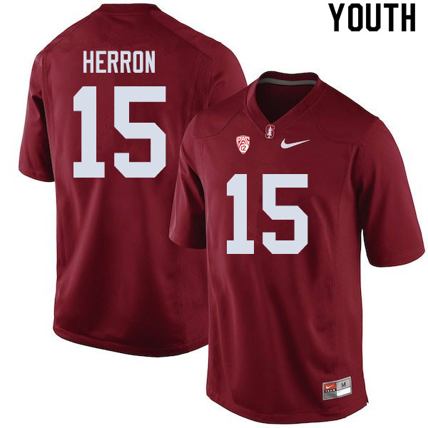 Youth #15 Stephen Herron Stanford Cardinal College Football Jerseys Sale-Cardinal